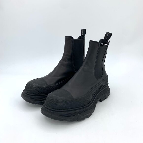 Alexander McQueen Black Split Leather Platform Chelsea Boots Size 40 - Picture 1 of 9